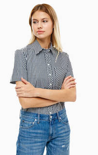 Хлопковая рубашка в клетку прямого кроя Calvin Klein