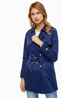 Синий двубортный тренчкот в классическом стиле Guess