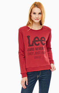 Бордовый хлопковый свитшот с логотипом бренда Lee
