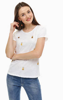 Белая футболка с отделкой пайетками More &; More