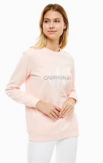 Хлопковый свитшот кораллового цвета Calvin Klein