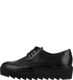 Черные полуботинки на танкетке Tamaris