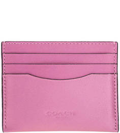 Кожаная визитница цвета фуксии Coach
