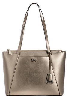 Золотистая кожаная сумка с длинными ручками Maddie Michael Kors