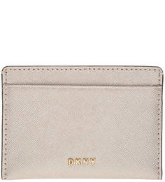 Золотистая визитница из сафьяновой кожи Dkny