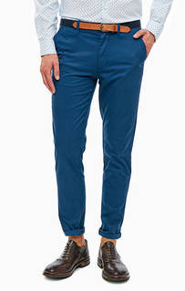 Синие хлопковые брюки чиносы Selected