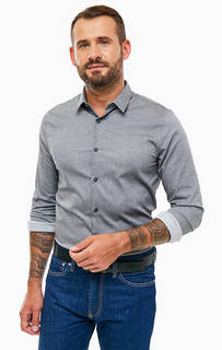 Серая приталенная рубашка из хлопка Calvin Klein