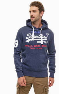 Синяя толстовка с карманом-кенгуру Superdry