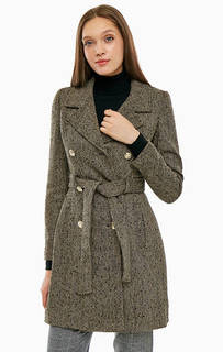 Двубортное демисезонное пальто коричневого цвета Liu Jo