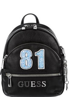 Черный рюкзак с декоративными нашивками Guess