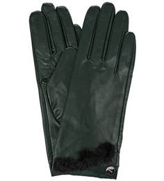 Зеленые кожаные перчатки с меховой отделкой Liu Jo