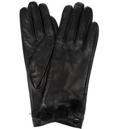 Черные кожаные перчатки с меховой отделкой Liu Jo