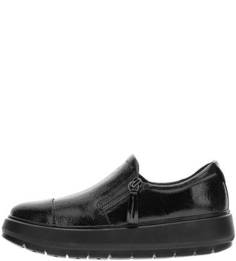 Черные лаковые слипоны на платформе Geox