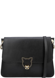 Черная кожаная сумка с короткой ручкой Karl Lagerfeld
