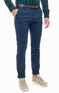 Хлопковые брюки чиносы синего цвета Tom Tailor Denim