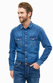 Синяя джинсовая рубашка приталенного кроя Wrangler