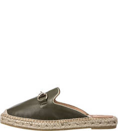 Кожаные мюли цвета хаки Kanna