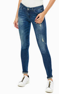 Зауженные синие джинсы с декоративными потертостями Kler Kocca