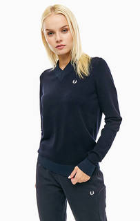 Синий джемпер из вискозы с треугольным вырезом Fred Perry