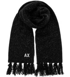 Черный шарф крупной вязки Armani Exchange