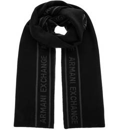 Черный шарф мелкой вязки Armani Exchange