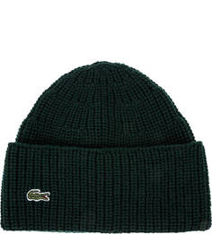 Вязаная зеленая шапка из шерсти Lacoste