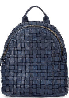 Синий плетеный рюкзак из натуральной кожи Gianni Conti