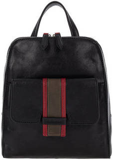 Черный кожаный рюкзак с тонкими лямками Gianni Conti