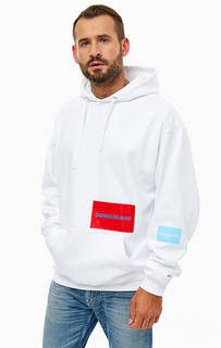 Белая хлопковая толстовка с капюшоном Calvin Klein