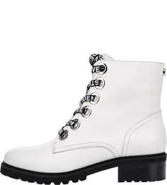 Демисезонные кожаные ботинки белого цвета Steve Madden
