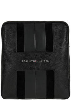 Кожаная сумка планшет с текстильным плечевым ремнем Tommy Hilfiger