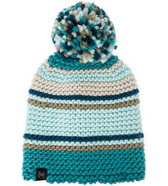 Синяя вязаная шапка с помпоном Buff