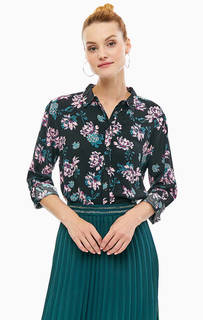 Приталенная черная рубашка с цветочным принтом B.Young