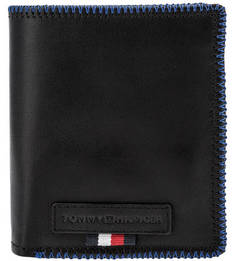 Черное кожаное портмоне с двумя отделами для купюр Tommy Hilfiger