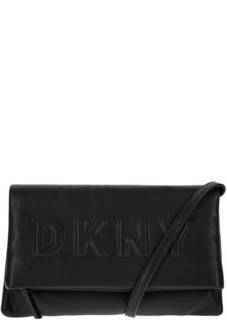 Черный клатч с откидным клапаном Dkny