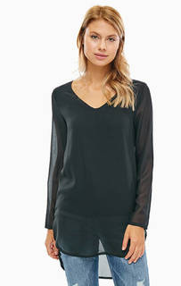 Черная туника-блуза с прозрачными рукавами Ichi