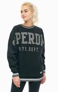 Свитшот оверсайз с серебристым принтом Superdry