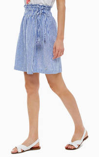 Короткая льняная юбка в полоску с запахом Tom Tailor Denim
