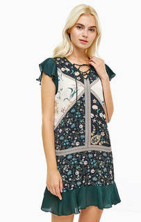 Короткое платье с цветочным принтом Sisley