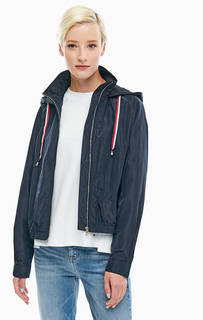 Укороченная ветровка синего цвета с капюшоном Tommy Hilfiger