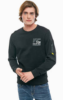 Хлопковый свитшот с карманом на рукаве TOM Tailor
