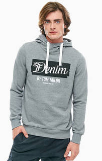 Серая толстовка с капюшоном Tom Tailor Denim