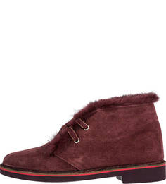 Зимние ботинки из натуральной замши с меховой отделкой Pollini