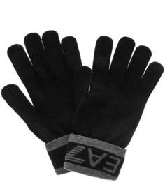 Черные трикотажные перчатки EA7
