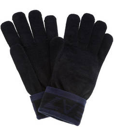 Трикотажные синие перчатки EA7