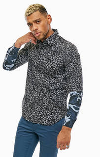 Серая хлопковая рубашка с животным принтом Diesel