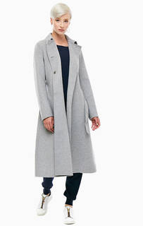 Серое двубортное пальто Stefanel