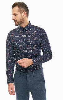 Синяя хлопковая рубашка с цветочным принтом Selected