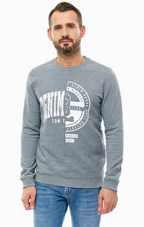 Серый хлопковый свитшот с принтом Tom Tailor Denim