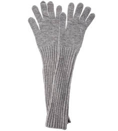 Длинные вязаные перчатки серого цвета Trussardi Jeans